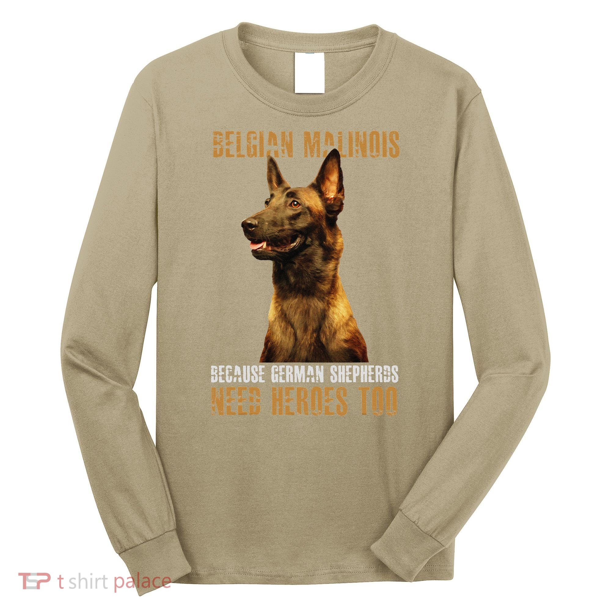 Belgian Malinois American Flag Funny Dog Gift Long Sleeve Shirt