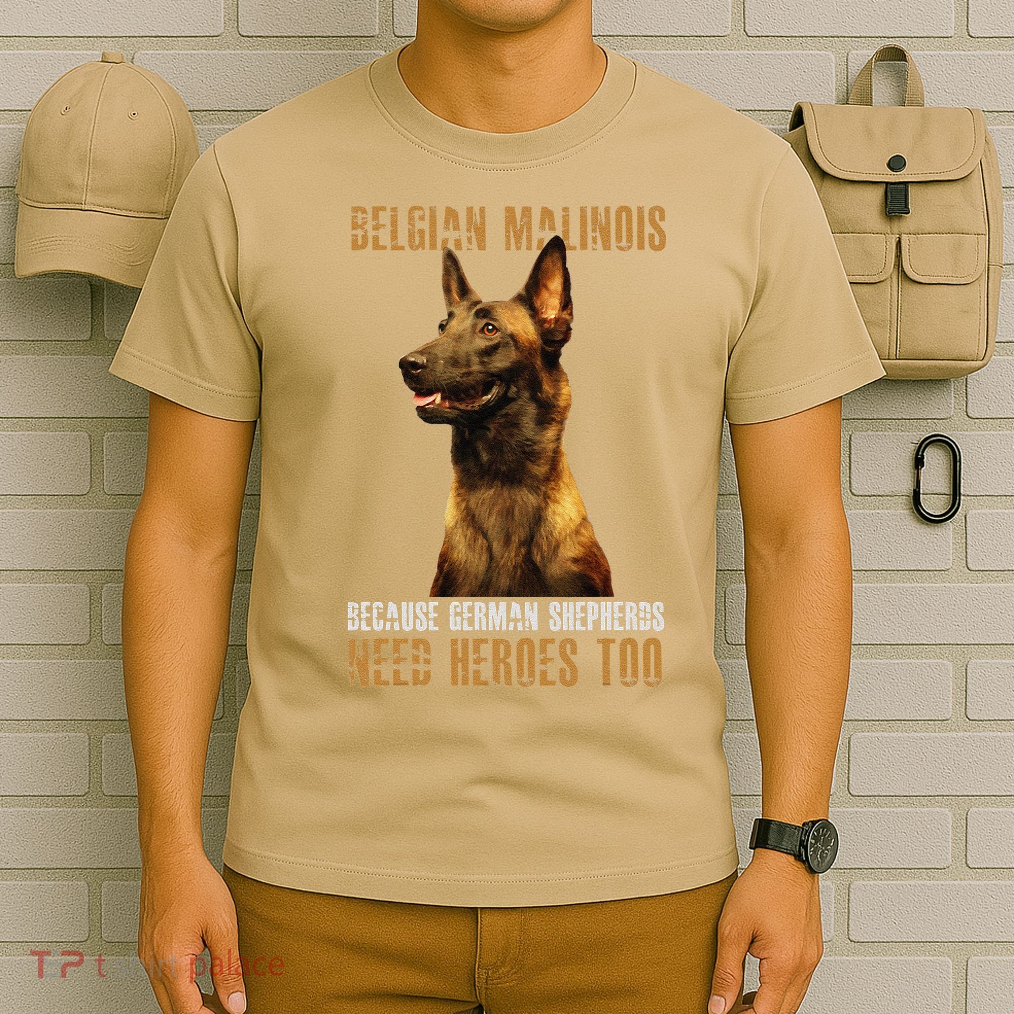 Belgian Malinois American Flag Funny Dog Gift T-Shirt
