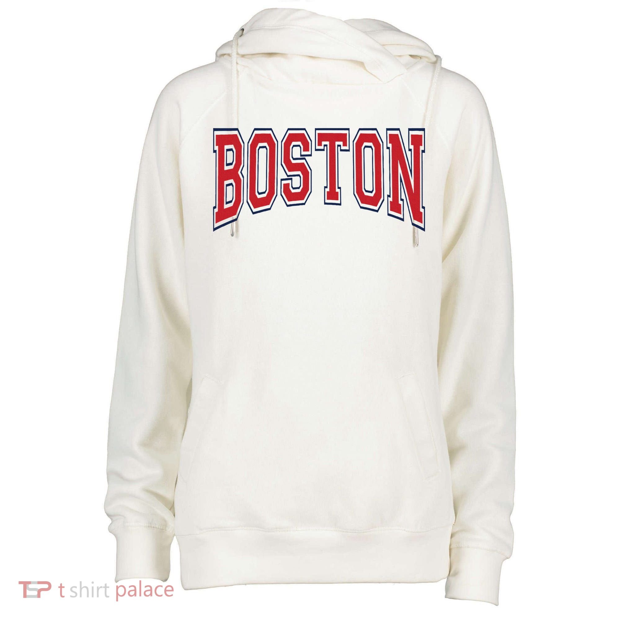 Boston Massachusetts Womens Funnel Neck Pullover Hood