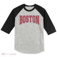 Boston Massachusetts Raglan Baseball Sleeve Shirt thumb 0