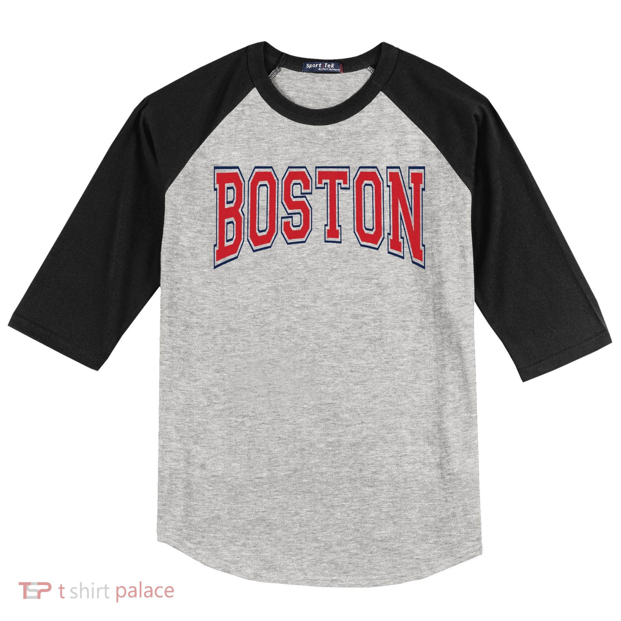 Boston Massachusetts Raglan Baseball Sleeve Shirt