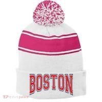 Boston Massachusetts Stripe Pom Pom Beanie thumb 0