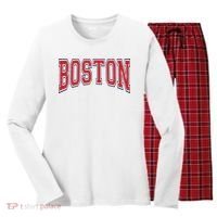 Boston Massachusetts Women's Long Sleeve Flannel Pajama Set  thumb 0