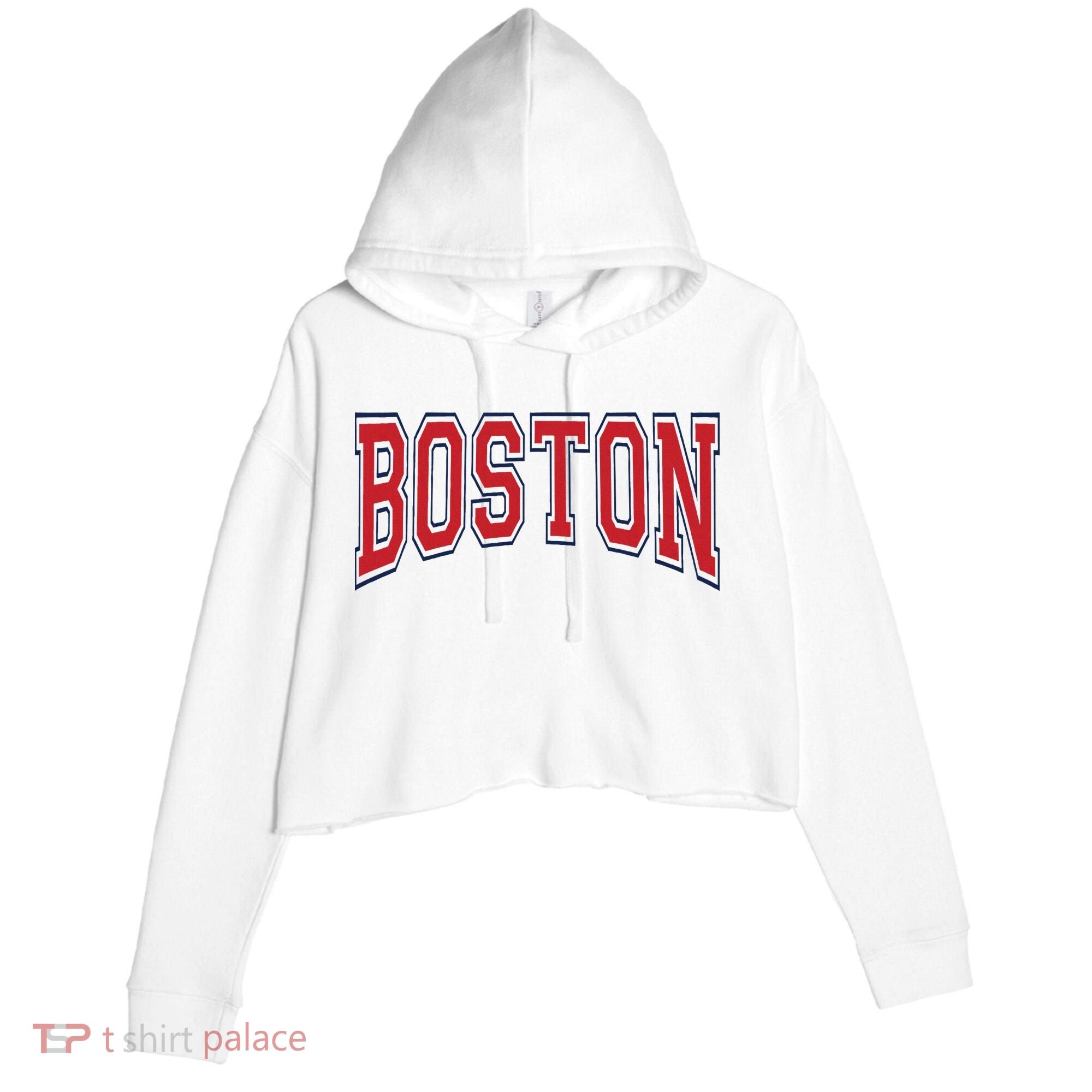 Boston Massachusetts Crop Fleece Hoodie
