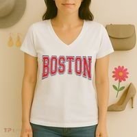 Boston Massachusetts Women's V-Neck T-Shirt thumb 3