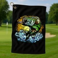 Big Mouth Bass Golf Towel thumb 1