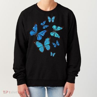 Blue Morpho Butterfly Swarm Lepidoptera Lover Entomologist Women's Sweatshirt