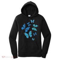 Blue Morpho Butterfly Swarm Lepidoptera Lover Entomologist Women's Hoodie thumb 0