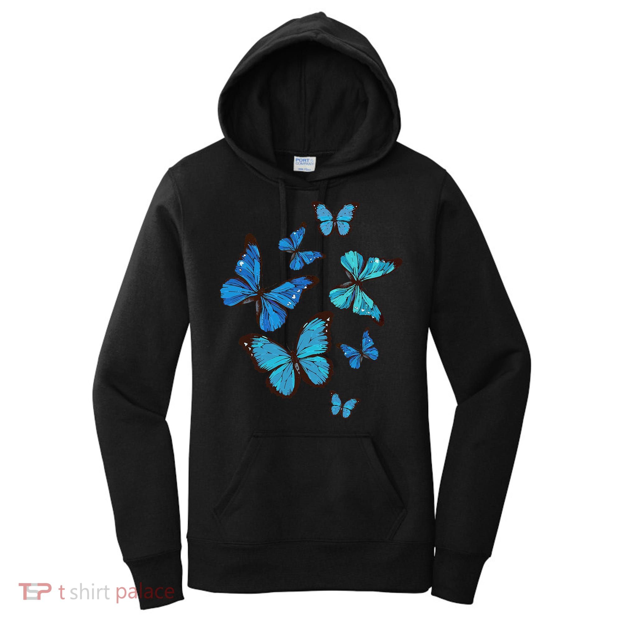 Blue Morpho Butterfly Swarm Lepidoptera Lover Entomologist Women's Hoodie
