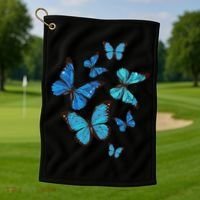 Blue Morpho Butterfly Swarm Lepidoptera Lover Entomologist Golf Towel thumb 1