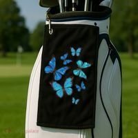 Blue Morpho Butterfly Swarm Lepidoptera Lover Entomologist Golf Towel thumb 2