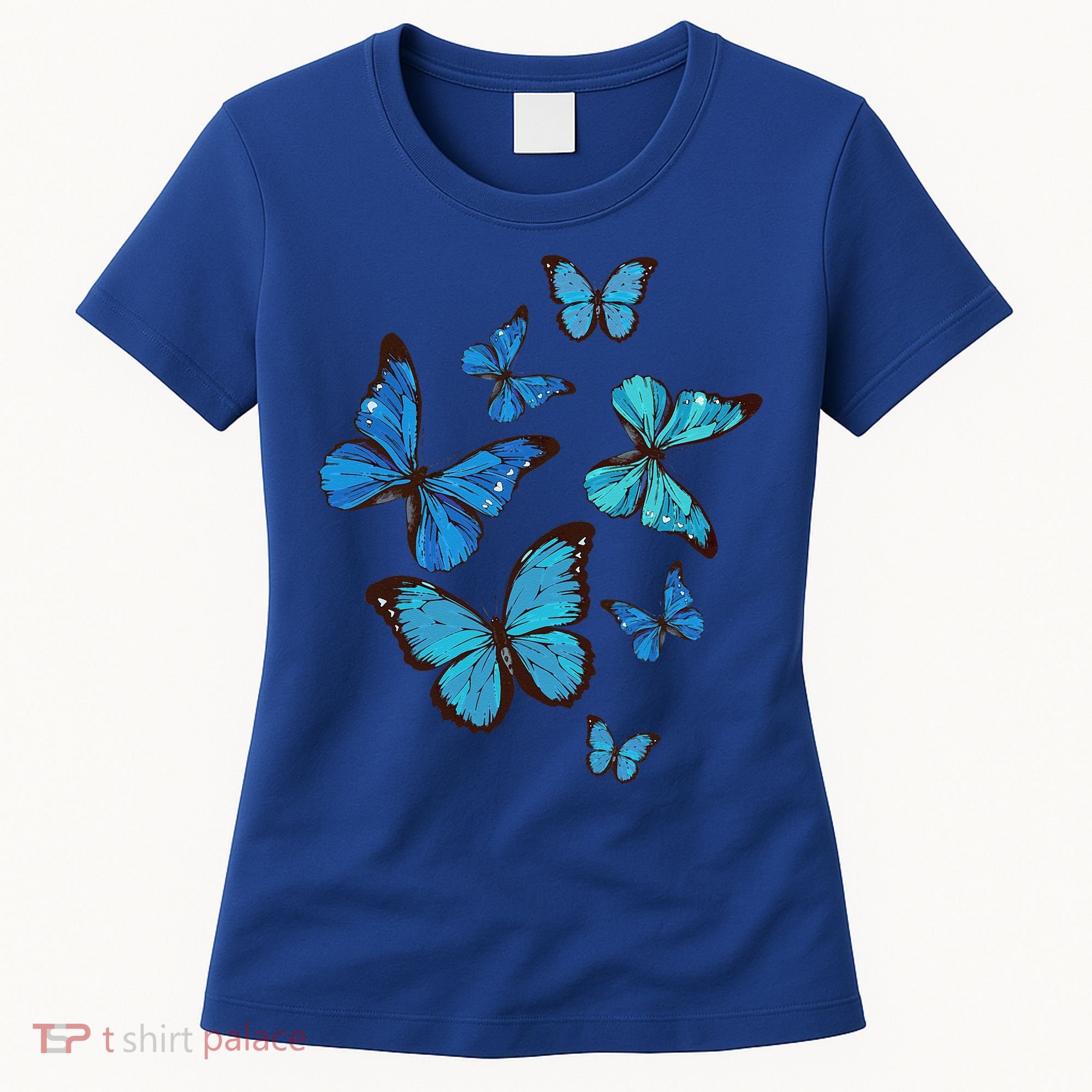 Blue Morpho Butterfly Swarm Lepidoptera Lover Entomologist Women's T-Shirt