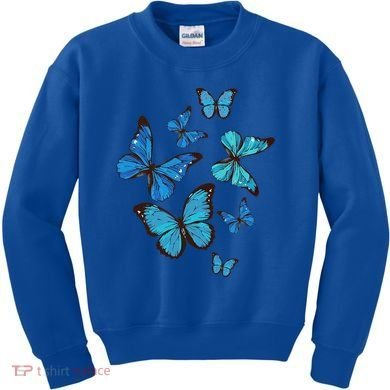 Blue Morpho Butterfly Swarm Lepidoptera Lover Entomologist Kids Sweatshirt