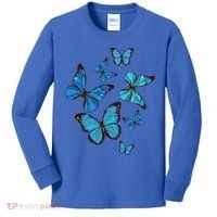 Blue Morpho Butterfly Swarm Lepidoptera Lover Entomologist Kids Long Sleeve Shirt thumb 0