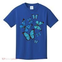 Blue Morpho Butterfly Swarm Lepidoptera Lover Entomologist Kids T-Shirt thumb 0