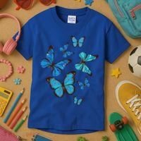 Blue Morpho Butterfly Swarm Lepidoptera Lover Entomologist Kids T-Shirt thumb 3