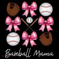 Baseball Mama Baseball Mom Mothers Day Mommy Coquette Bow Stripe Pom Pom Beanie thumb 2