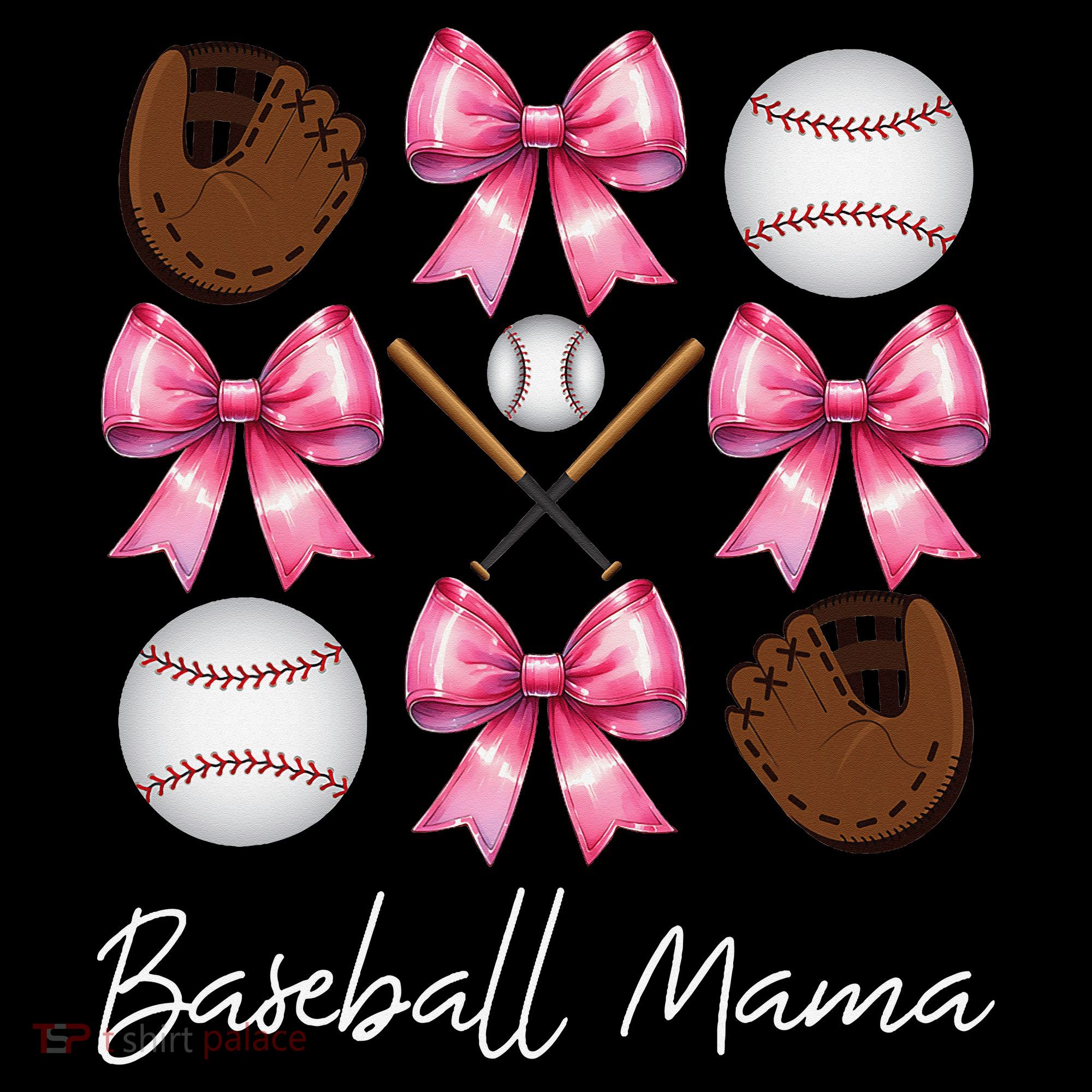 Baseball Mama Baseball Mom Mothers Day Mommy Coquette Bow Stripe Pom Pom Beanie