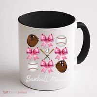 Baseball Mama Baseball Mom Mothers Day Mommy Coquette Bow Coffee Mug thumb 1