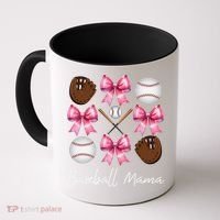 Baseball Mama Baseball Mom Mothers Day Mommy Coquette Bow Coffee Mug thumb 0