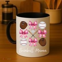 Baseball Mama Baseball Mom Mothers Day Mommy Coquette Bow Coffee Mug thumb 4