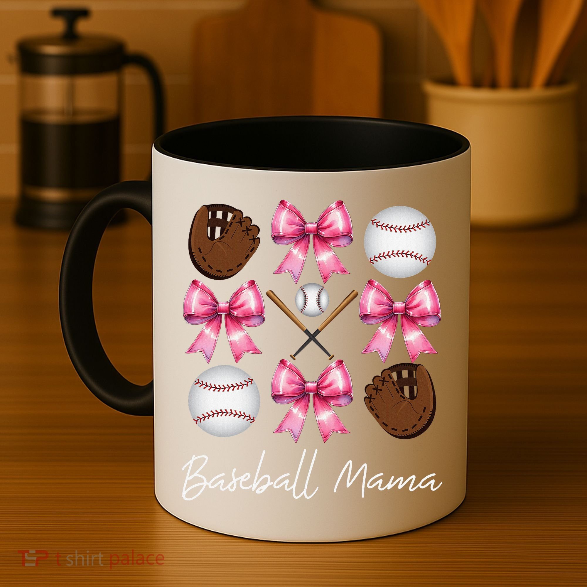 Baseball Mama Baseball Mom Mothers Day Mommy Coquette Bow Coffee Mug