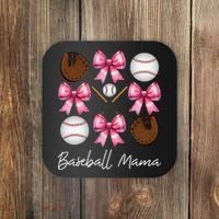 Baseball Mama Baseball Mom Mothers Day Mommy Coquette Bow Coaster thumb 0