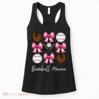 Baseball Mama Baseball Mom Mothers Day Mommy Coquette Bow Women's Tank Top thumb 0