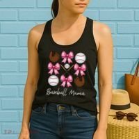 Baseball Mama Baseball Mom Mothers Day Mommy Coquette Bow Women's Tank Top thumb 2