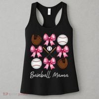 Baseball Mama Baseball Mom Mothers Day Mommy Coquette Bow Women's Tank Top thumb 3
