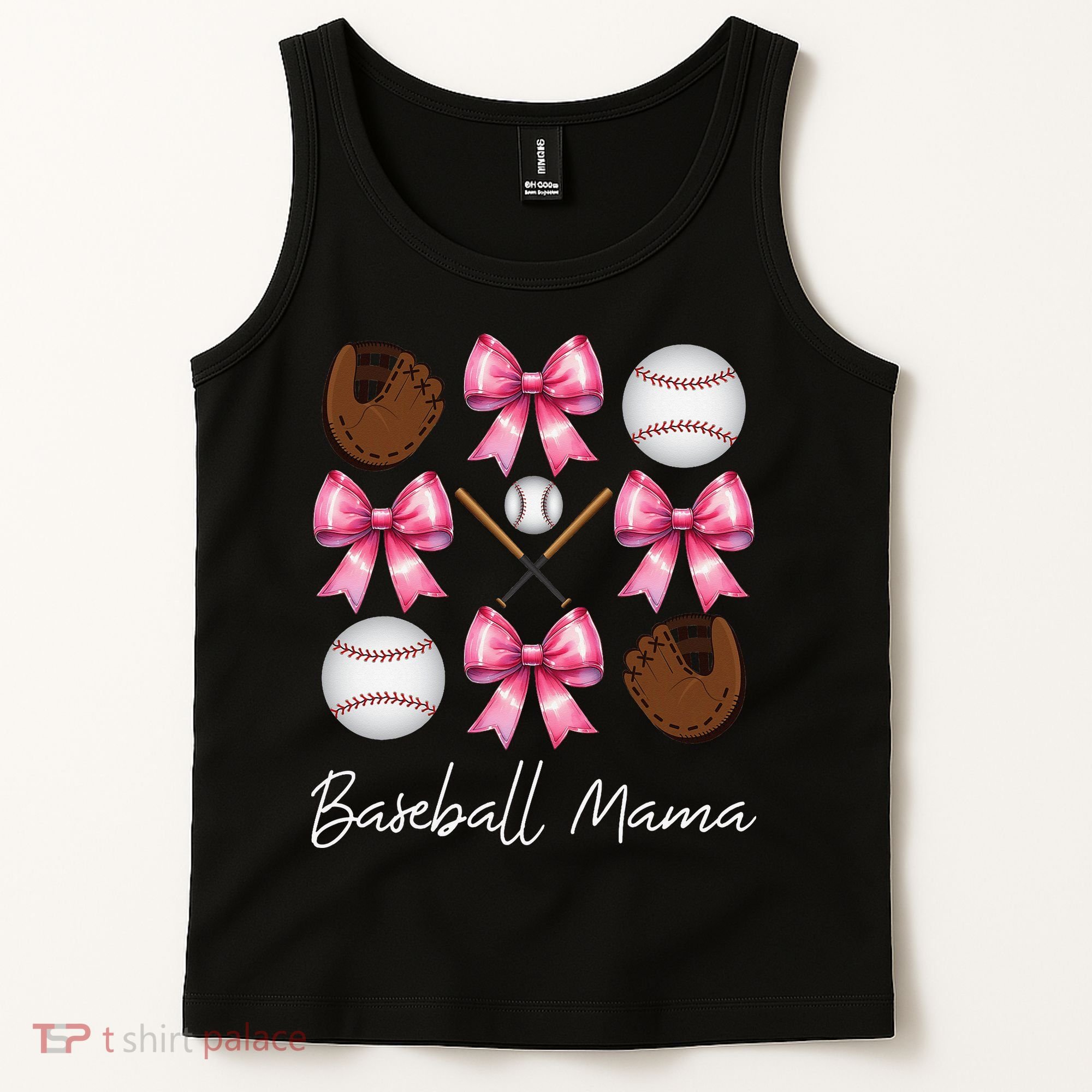 Baseball Mama Baseball Mom Mothers Day Mommy Coquette Bow Tank Top