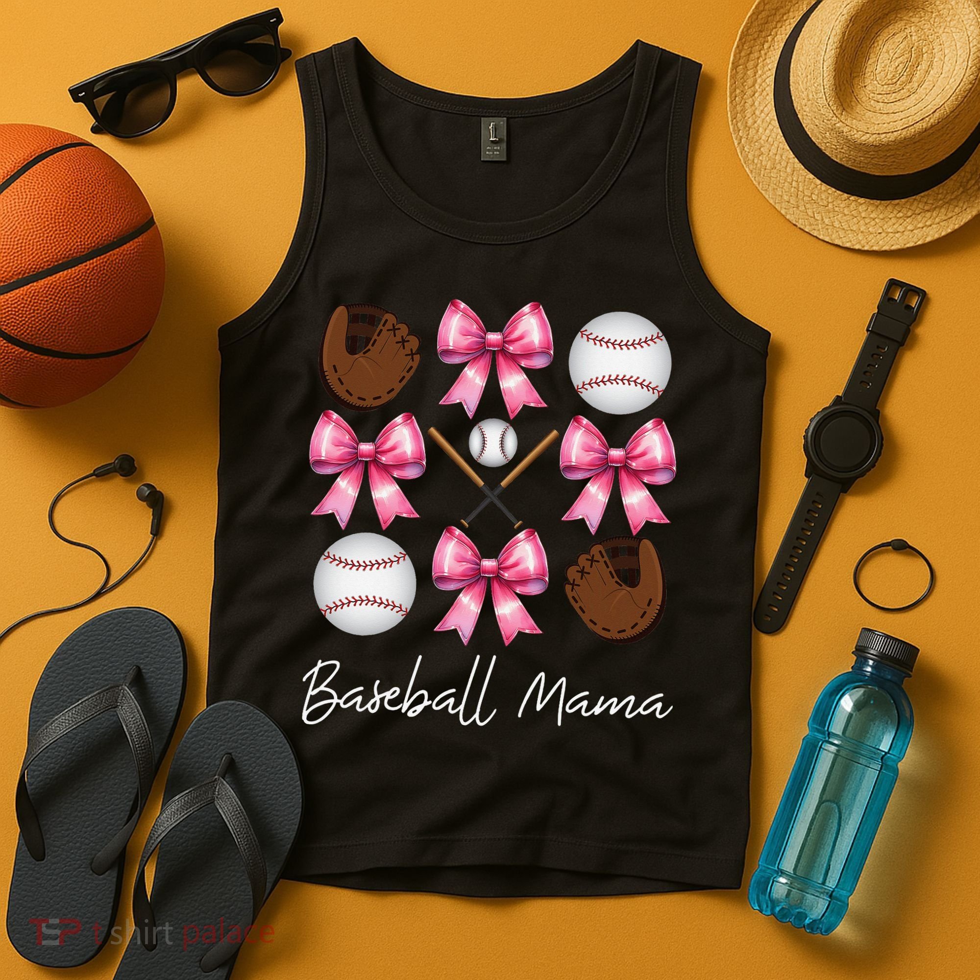 Baseball Mama Baseball Mom Mothers Day Mommy Coquette Bow Tank Top