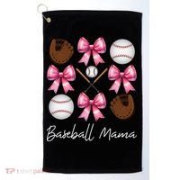 Baseball Mama Baseball Mom Mothers Day Mommy Coquette Bow Golf Towel thumb 0