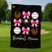 Baseball Mama Baseball Mom Mothers Day Mommy Coquette Bow Golf Towel thumb 1