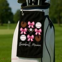 Baseball Mama Baseball Mom Mothers Day Mommy Coquette Bow Golf Towel thumb 2
