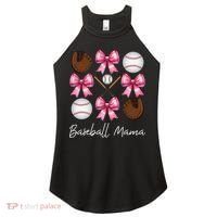 Baseball Mama Baseball Mom Mothers Day Mommy Coquette Bow Women's Perfect Tri Rocker Tank thumb 0