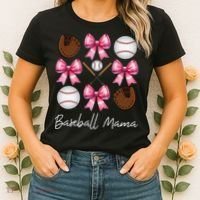Baseball Mama Baseball Mom Mothers Day Mommy Coquette Bow Women's T-Shirt thumb 2