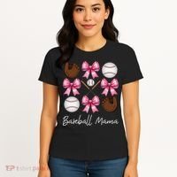 Baseball Mama Baseball Mom Mothers Day Mommy Coquette Bow Women's T-Shirt thumb 4