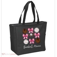 Baseball Mama Baseball Mom Mothers Day Mommy Coquette Bow Tote Bag thumb 2