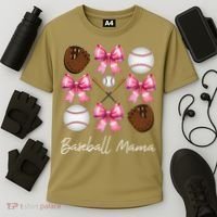 Baseball Mama Baseball Mom Mothers Day Mommy Coquette Bow Cooling Performance Crew T-Shirt thumb 3