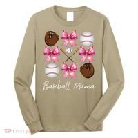 Baseball Mama Baseball Mom Mothers Day Mommy Coquette Bow Long Sleeve Shirt thumb 0
