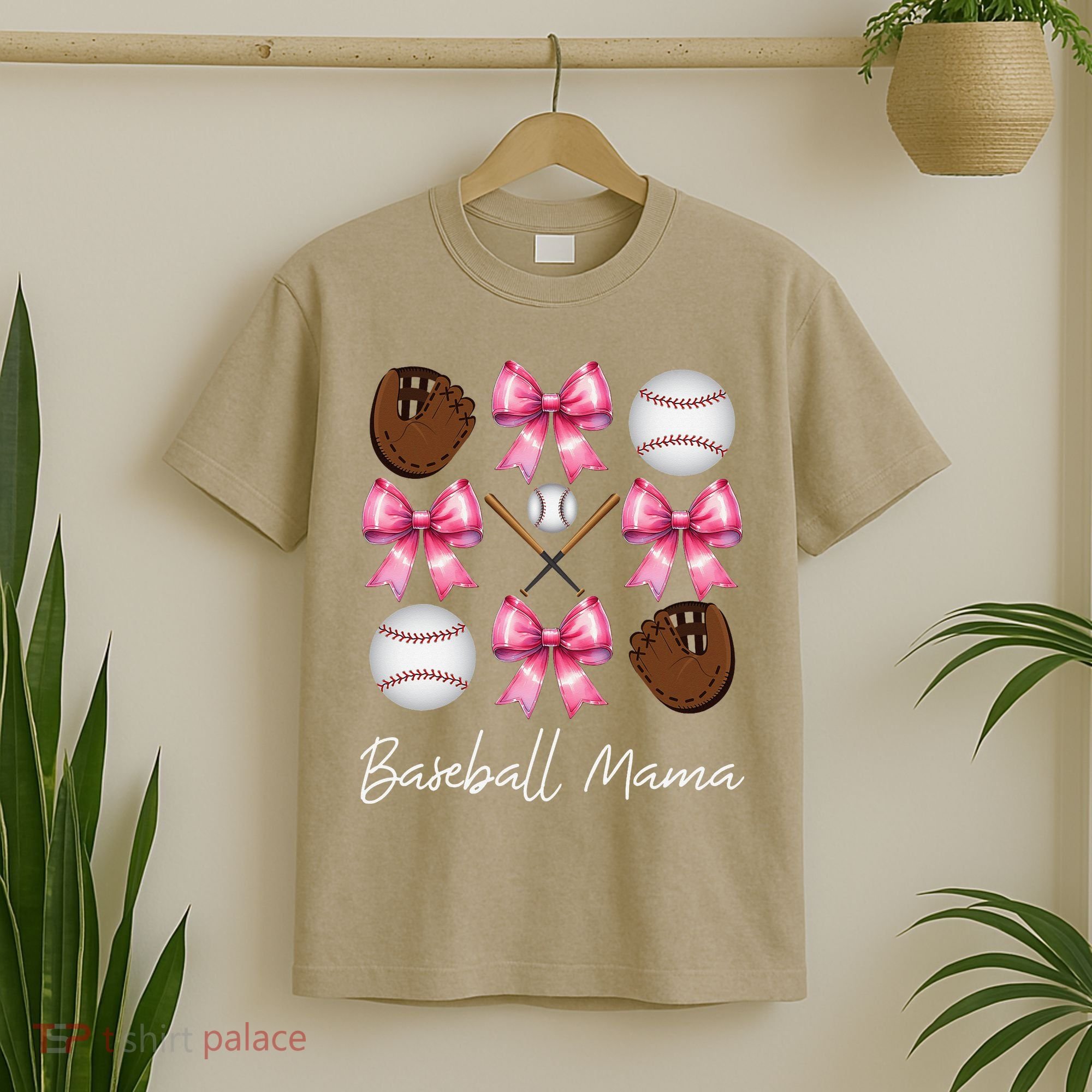 Baseball Mama Baseball Mom Mothers Day Mommy Coquette Bow T-Shirt