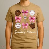 Baseball Mama Baseball Mom Mothers Day Mommy Coquette Bow T-Shirt thumb 3