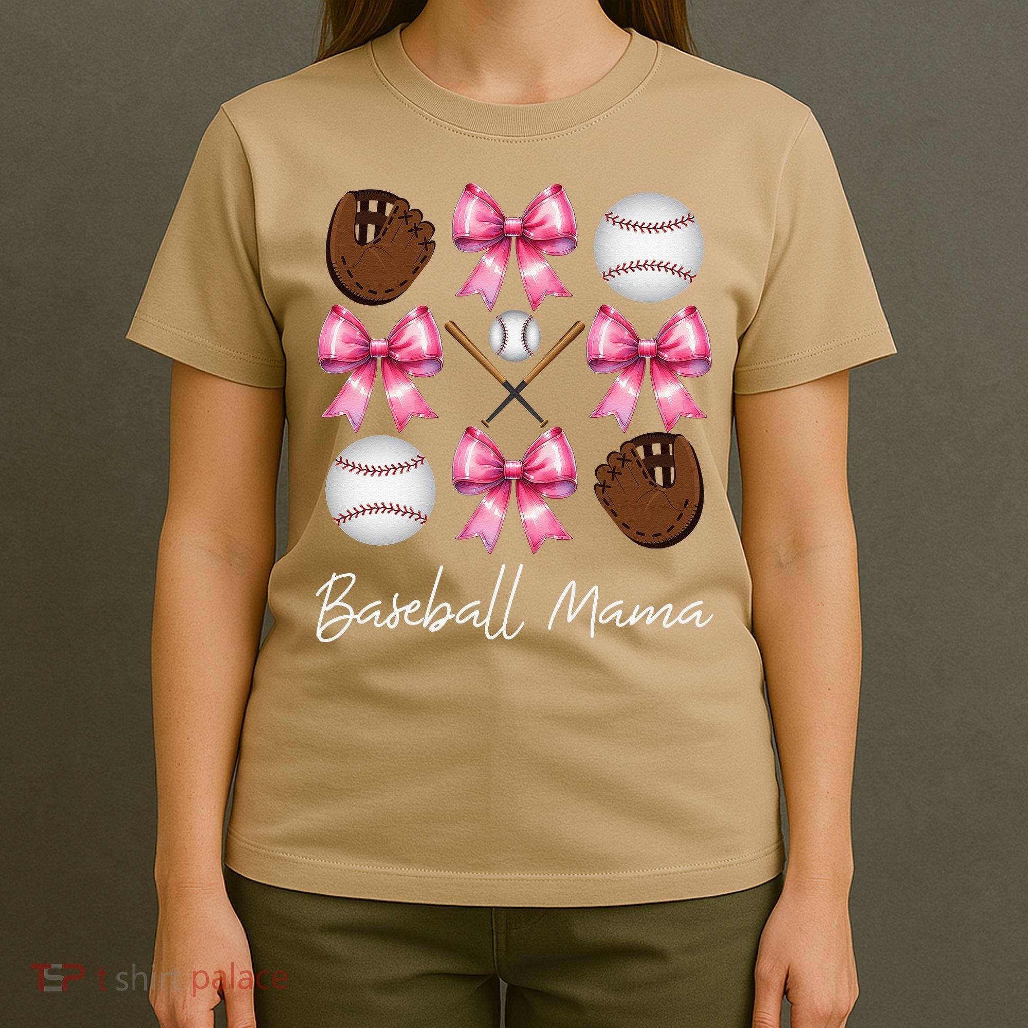 Baseball Mama Baseball Mom Mothers Day Mommy Coquette Bow T-Shirt