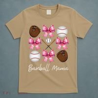 Baseball Mama Baseball Mom Mothers Day Mommy Coquette Bow T-Shirt thumb 5