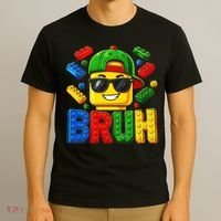 Bruh Master Builder Birthday Boy Building Blocks T-Shirt thumb 3