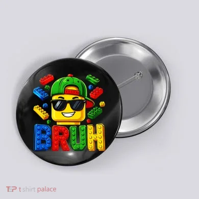 Bruh Master Builder Birthday Boy Building Blocks Button
