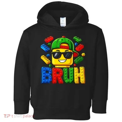 Bruh Master Builder Birthday Boy Building Blocks Toddler Hoodie