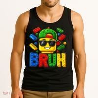 Bruh Master Builder Birthday Boy Building Blocks Tank Top thumb 3