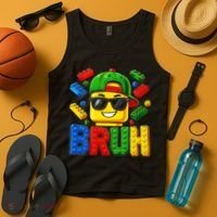 Bruh Master Builder Birthday Boy Building Blocks Tank Top thumb 4